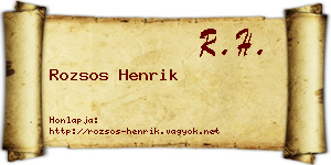 Rozsos Henrik névjegykártya